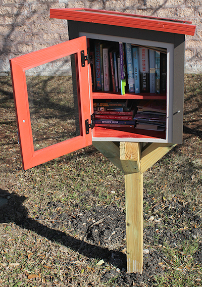 Kyle is now home to four new Little Free Libraries, such as this one in Gregg-Clarke Park. (photo by Anna Herod)
