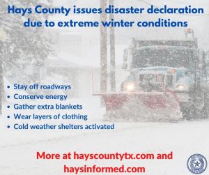 Hays County under local disaster declaration