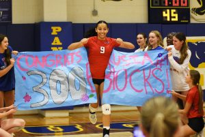 Lady Hawks sweep Panthers, senior celebrates 300th block