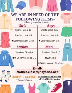 Hays CISD Clothes Closet seeks community donations